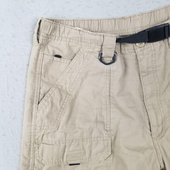 VF Jeanswear Cargo Shorts Mens 38 Khaki Utility D-Ring Elastic Waist Belted - Picture 2 of 16